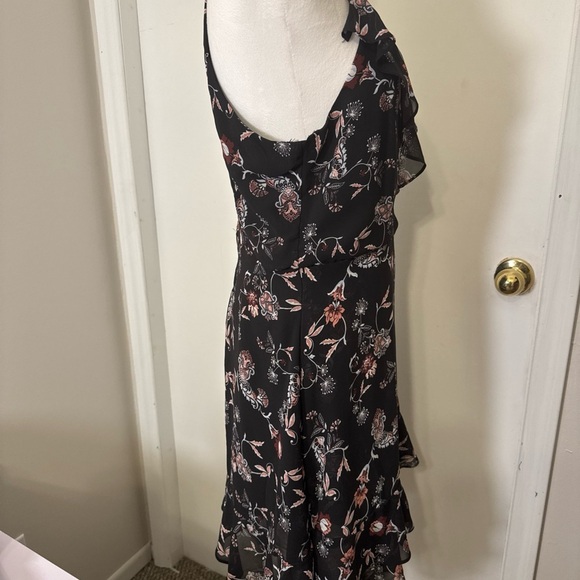 Floral Short Black Sleeveless Ruffle Dress Summer Feminine Large Party - Picture 5 of 13